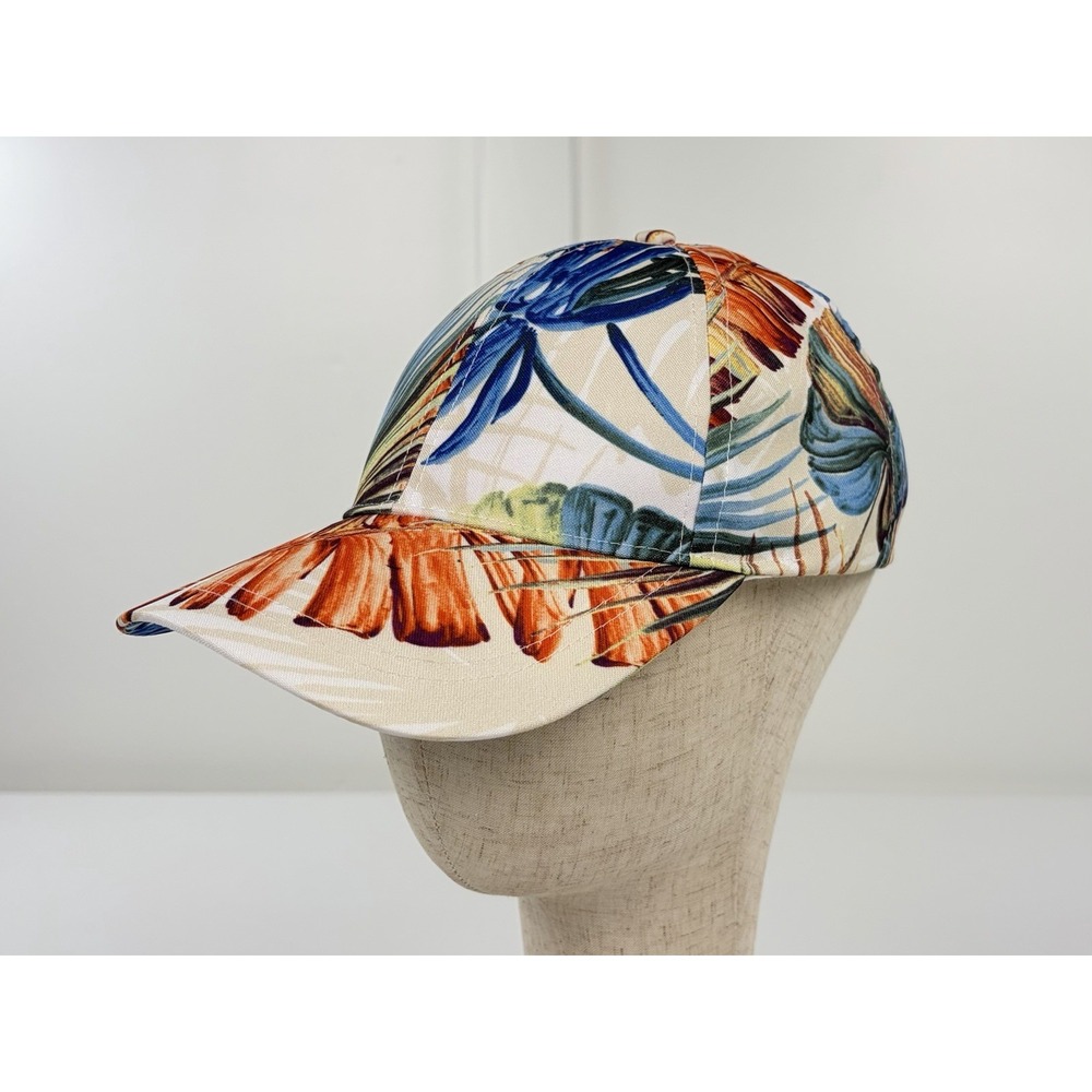 Chico's Tropical Leaf Print Baseball Hat Summer Beach Floral Adjustable Cap OS